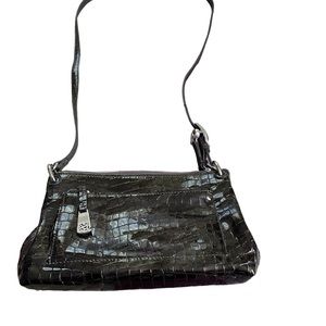 Brighton Pewter Croco Patent Shoulderbg